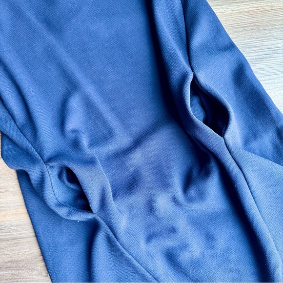 Zara TFR Midnight Blue Ribbed Hem Zip-Up A-Line Mini Dress with Pockets Size S - Picture 6 of 11